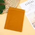 Mustard yellow velvet drawstring pouch for jewelry storage and gift packaging. - 5x7cm / Gold