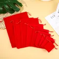 Sacs de rangement à cordon en velours rouge pour bijoux de différentes tailles pour cadeaux - 5x7cm / Rouge