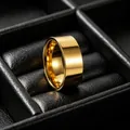 High-polished 18k gold plated stainless steel band ring for men in black jewelry box - Size 7 / 8mm Mirror Finish Style / Gold