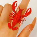 Bold oversized red lobster ring accessory perfect for a unique ocean-themed vacation look - Red Lobster Ring (12363)