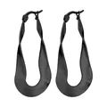 Boucles d'oreilles créoles plates torsadées noires en acier inoxydable de qualité - 35mm / Noir