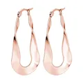 Élégantes créoles en acier titane plaqué or rose avec design torsadé plat pour femme - 35mm / Or rose