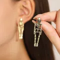 Creatieve punk stijl skelet oorbellen in een vintage gouden metalen afwerking - 05 Antiek brons 4142
