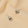 Punk stijl vintage zilveren schedel oorknopjes met creatief hol ontwerp sieraad - 07 Antiek zilver 2901