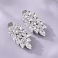 Elegant silver zircon hair clips with marquise crystals for bridal or evening wear - Photo-Ready Silver Hair Clip HS-J7427S