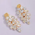 Luxury gold zircon hair clips with clear marquise crystals for bridal evening wear - Photo-Ready Gold Hair Clip HS-J7427G