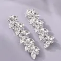 Elegant silver zircon hair clips with marquise-cut crystals for bridal wear. - Sweet and Elegant Silver Hair Clip HS-J7429S