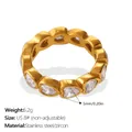 Bague élégante en acier inoxydable doré avec des zircons blancs en forme de cœur - US 6 / Style Cœur Zircon Blanc
