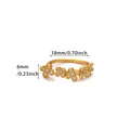 Close-up of gold floral open ring with white enamel petals and 18mm size details - White Enamel Floral Open Ring Style (G12269108)