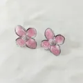 Orecchini a perno con petali di tulipano in smalto rosa vintage, finitura argento - Rosa Marmo (FYD6111-1-Rosa)