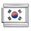 9MM klassischer modularer Edelstahl Armband Charm mit südkoreanischem Flaggenstil - Südkorea (0823)