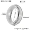 Premium silver textured stainless steel wide bangle bracelet with honeycomb pattern - Honeycomb Style (Z499-B) / Steel