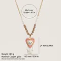 Schattige berenketting met roze hartdetail en decoratieve glazen kralen - Paars Hart Beer
