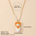 Schattige beerketting met oranje hart hanger en parelketting details - Roze Oranje Beer