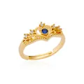 Luxurious 18K gold plated crown ring featuring a brilliant royal blue gemstone. - Crown Heart Hollow Style (JZ4408G)