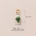 Dopamine style white rabbit on green broccoli enamel charm pendant made of copper - Little Rabbit Pendant