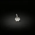 Detailed macro shot of a silver butterfly-shaped surgical steel nose stud piercing. - Butterfly Design