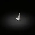 Close-up of a silver star-shaped nose stud with a polished straight bar - Five-pointed Star