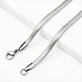 Men's polished silver-tone stainless steel snake chain necklace with lobster clasp - Snake Blade Chain-3mm Width / Length 17.7inches