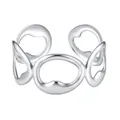 Modern silver stainless steel geometric openwork cuff bracelet with organic shapes - Steel