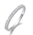 Detailed view of S925 silver ring featuring micro-pave moissanite stones - US Size 5 / Segmented Micro-Pave Row Style (R13060) / Silver