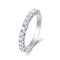 Close-up of elegant S925 sterling silver moissanite eternity ring with prong setting detail - US Size 5 / Half-Eternity Row Style (R13898-2.5) / Silver