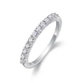 Detail view of an elegant S925 sterling silver ring with micro-pave moissanite stones - US Size 5 / Micro-Pave Prong Row Style (R13732) / Silver
