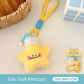 Porte-clés étoile en peluche jaune avec bonnet de nuit bleu, hauteur de 9,5 cm. - Pendentif Étoile avec Bonnet de Nuit