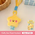 Porte-clés peluche étoile jaune mignon pour accessoires de sac à dos étudiant 8x9cm - Pendentif en Peluche Étoile avec Rougeurs