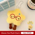 Porte-clés étoile en peluche jaune avec lunettes rouges et chaînette - Porte-clés Étoile en Peluche avec Lunettes
