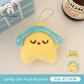 Mignon porte-clés poupée étoile en peluche jaune avec cache-oreilles bleus accessoire - Porte-clés Étoile en Peluche avec Cache-oreilles