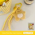 Porte-clés étoile en peluche jaune avec mousqueton en cœur et ruban en dentelle - 3# Crochet Cœur Ours en Peluche Jaune