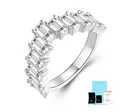 Silver eternity ring with emerald-cut moissanite stones and GRA certificate boxes - US Size 5 / Octagonal Moissanite Band Ring (R15718 With Certificate & Gift Box)