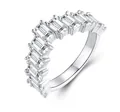 Elegant S925 silver ring with emerald-cut moissanite stones in a high-end plating. - US Size 5 / Octagonal Moissanite Band Ring (R15718/Ring Only)