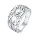Anello infinito in argento S925 placcato con accenti in pietre di moissanite pavé. - Anello in Moissanite Simbolo Infinito (R13991)