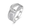 Elegante anello a nodo in argento sterling S925 con moissanite, placcato platino - Anello in Moissanite Design Nodo Intrecciato (R15803)