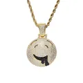Iced Out Sabber-Smiley-Anhänger Halskette mit goldener Kordelkette Hip Hop Schmuck - Edelstahl-Kordelkette / Gold