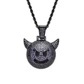 Pendentif emoji diable en pavé violet sur chaîne corde noire pour bijoux hip-hop - Violet