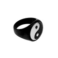 Vintage black stainless steel Yin Yang ring featuring classic Tai Chi balance symbol design - US7 / Black