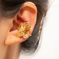 Elegantly crafted golden flower-shaped alloy ear cuff with textured petals for holiday style - Flower Design (01 KC Gold S443) / KC Gold