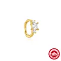 Minimalistischer S925 Sterling Silber 6mm Creolen mit funkelndem quadratischem Zirkon - Quadratischer und Runder Mix-Stil / 925er Silber / 6mm (Einzelstück) / Gold