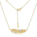 Elegant gold plated S925 sterling silver wheat ear necklace with marquise zircon stones - 10K Gold Necklace (NL026388) / 925 Silver