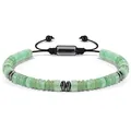 Handmade adjustable woven bead bracelet with light green stone abacus beads and black cord - Light Green Stone Style (11)