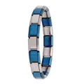 Verstellbares Armband aus Edelstahl in Blau und Silber mit modularen Stretch-Gliedern - Patchwork-Stil (BD-14)
