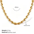 Hoogwaardige goudkleurige roestvrijstalen ketting met uniek schakelontwerp en kralen - Gouden Halsketting (XL115G)