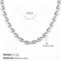 Elegante roestvrijstalen varkensneus ketting met een lengte van 43cm en gewicht 12,5g - Zilveren Halsketting (XL115S)