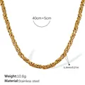 Elegante 5,3 mm dikke gouden roestvrijstalen touwvlecht ketting met verstelbare lengte - Gouden Halsketting (XL128G)