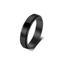 Minimalist black stainless steel spinner ring with mixed polished and brushed finish - Size 8 / 4mm / Black