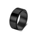 Black stainless steel spinner ring with a smooth polished finish for unisex style - 13# / 10mm / Black