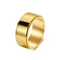 Minimalist gold-plated stainless steel spinner ring with high polished finish and brushed interior - 13# / 10mm / Gold